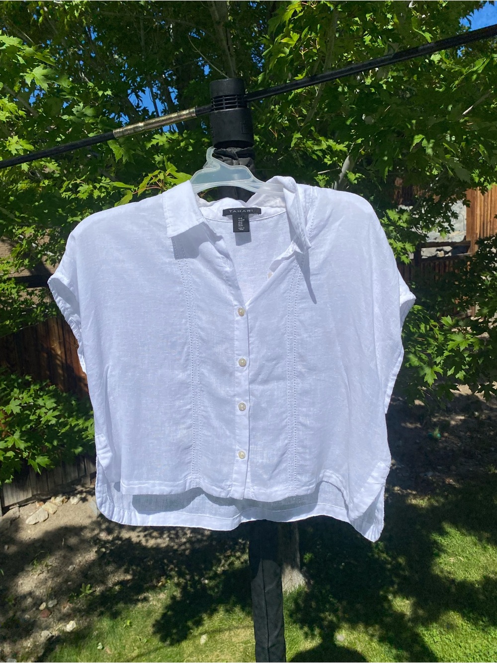 Tahari White Top with Black Brand Label